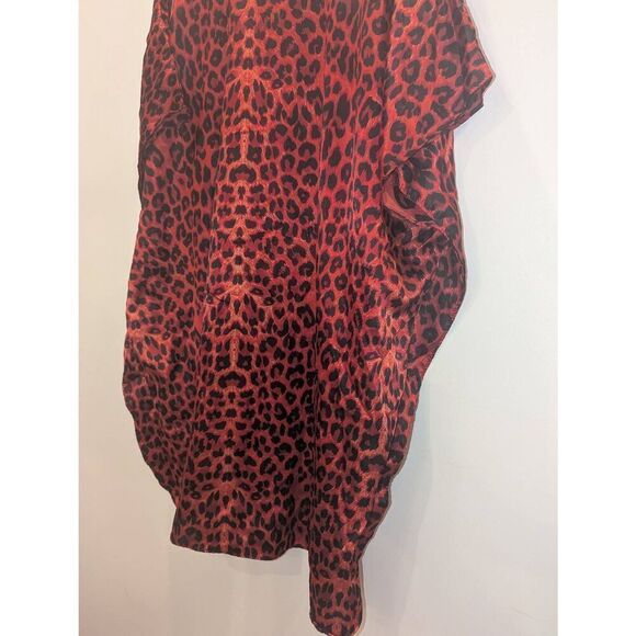Vintage Winlar Brand Satin Red Leopard Print V Neck Kaftan One Size Fits Most - Picture 3 of 10